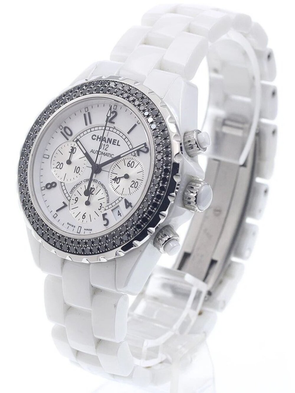 CHANEL J12 H1664 White Ceramic Black Diamond Bezel Automatic Men's Watch_959916 - Picture 6 of 6